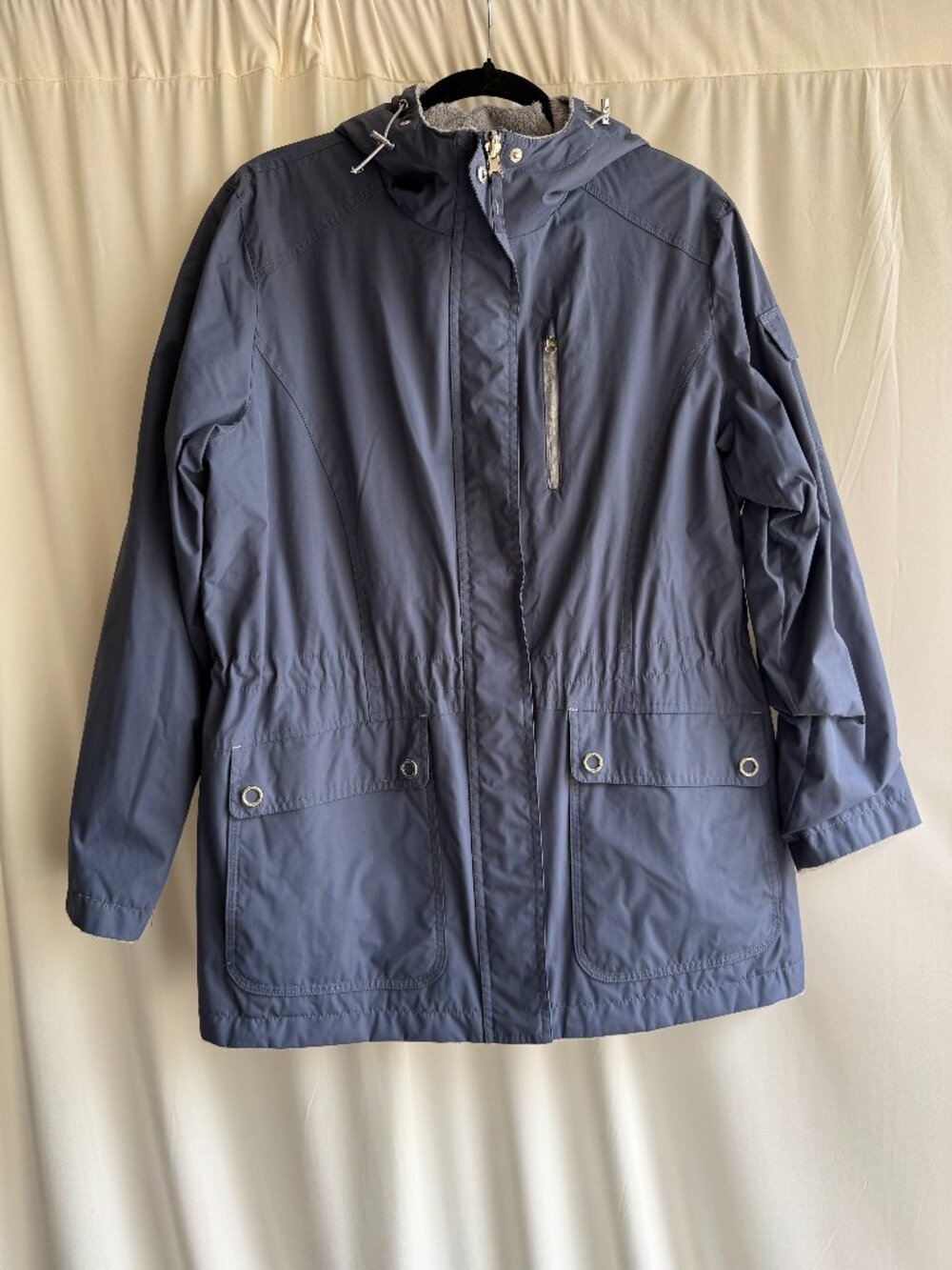 Free Country Fleece Lined Hooded Rain Jacket Women's Approx L Water Resistant